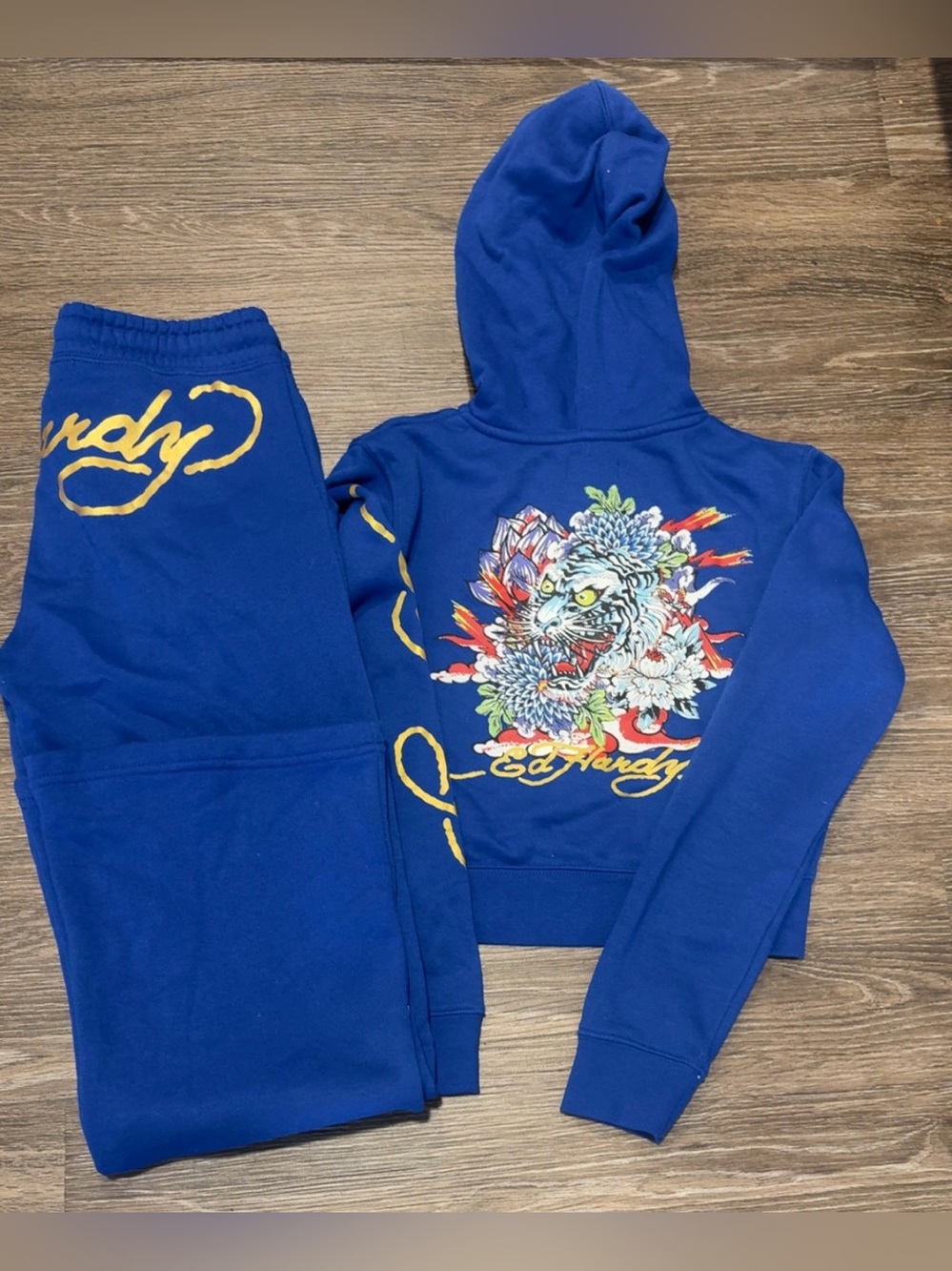 Y2K Ed Hardy Crop Top Zip Up Sweat Suit Pristine Condition Track Suit Size M